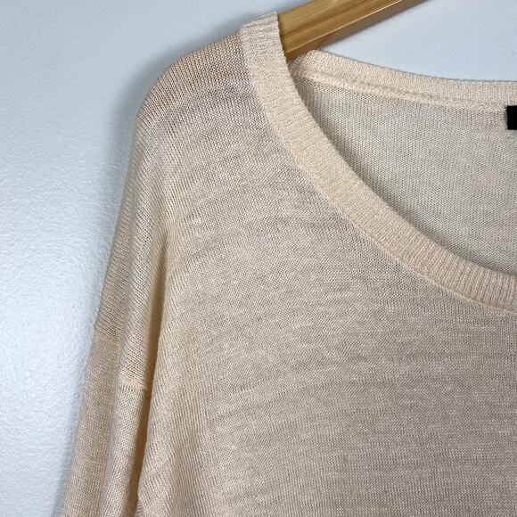 J. CREW 100% Linen Boxy Scoop Neck Decorative Trim Sweater Medium - Picture 2 of 8